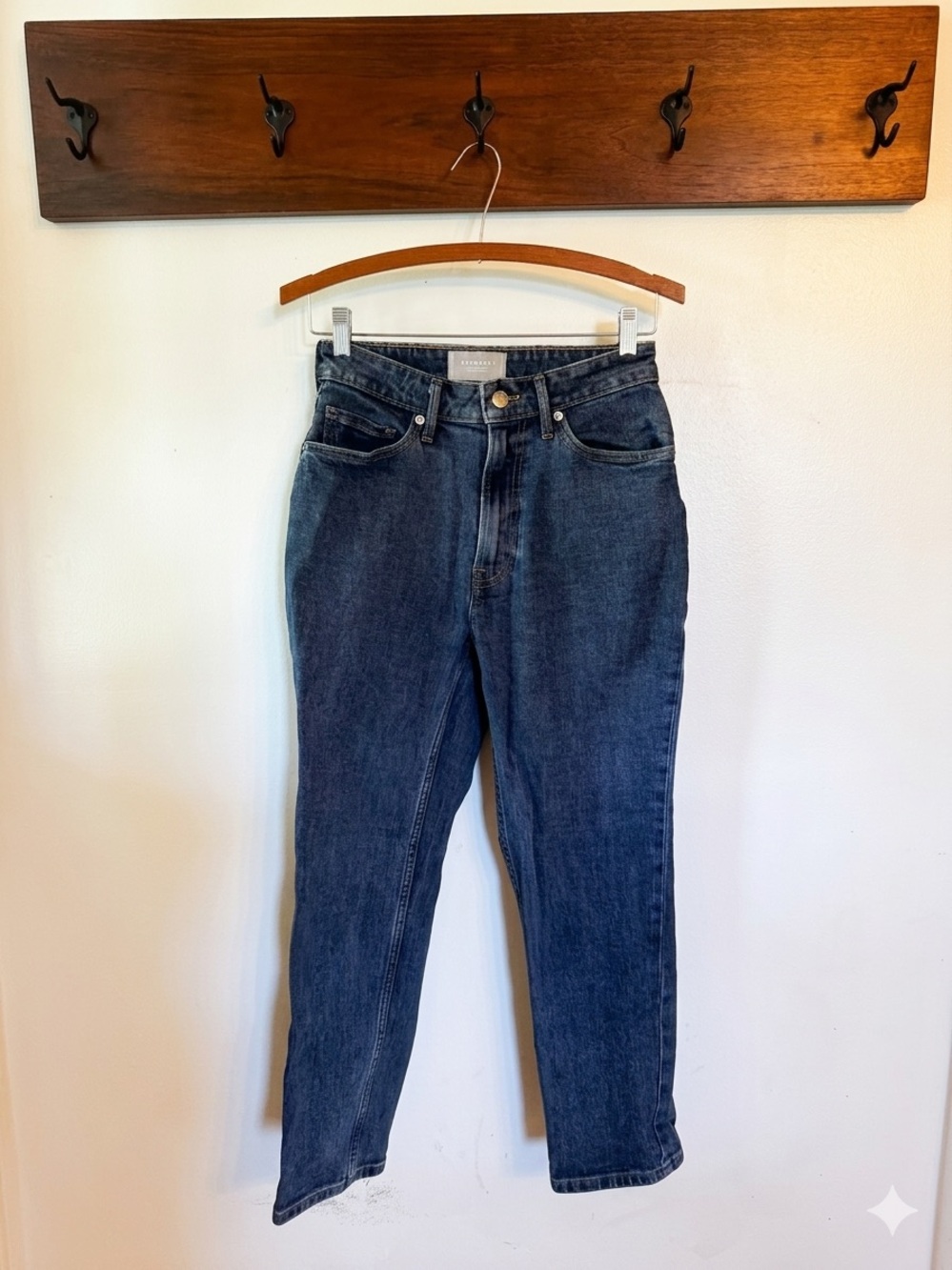 Everlane The Curvy Cheeky Jean High-Rise Straight Ankle Fit in Dark Blue Denim